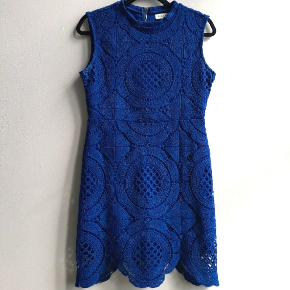 Stella Luce Crochet Shift Dress | Blue | M - L